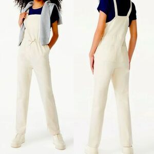 Free Assembly Slouchy Overalls white cream cotton canvas lagenlook teen 14-16